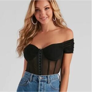 NWT Windsor So Chic Mesh Bustier Bodysuit Sz S